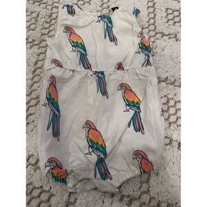 Tea collection parrot romper safari peekaboo back 12-18 macaw march beige